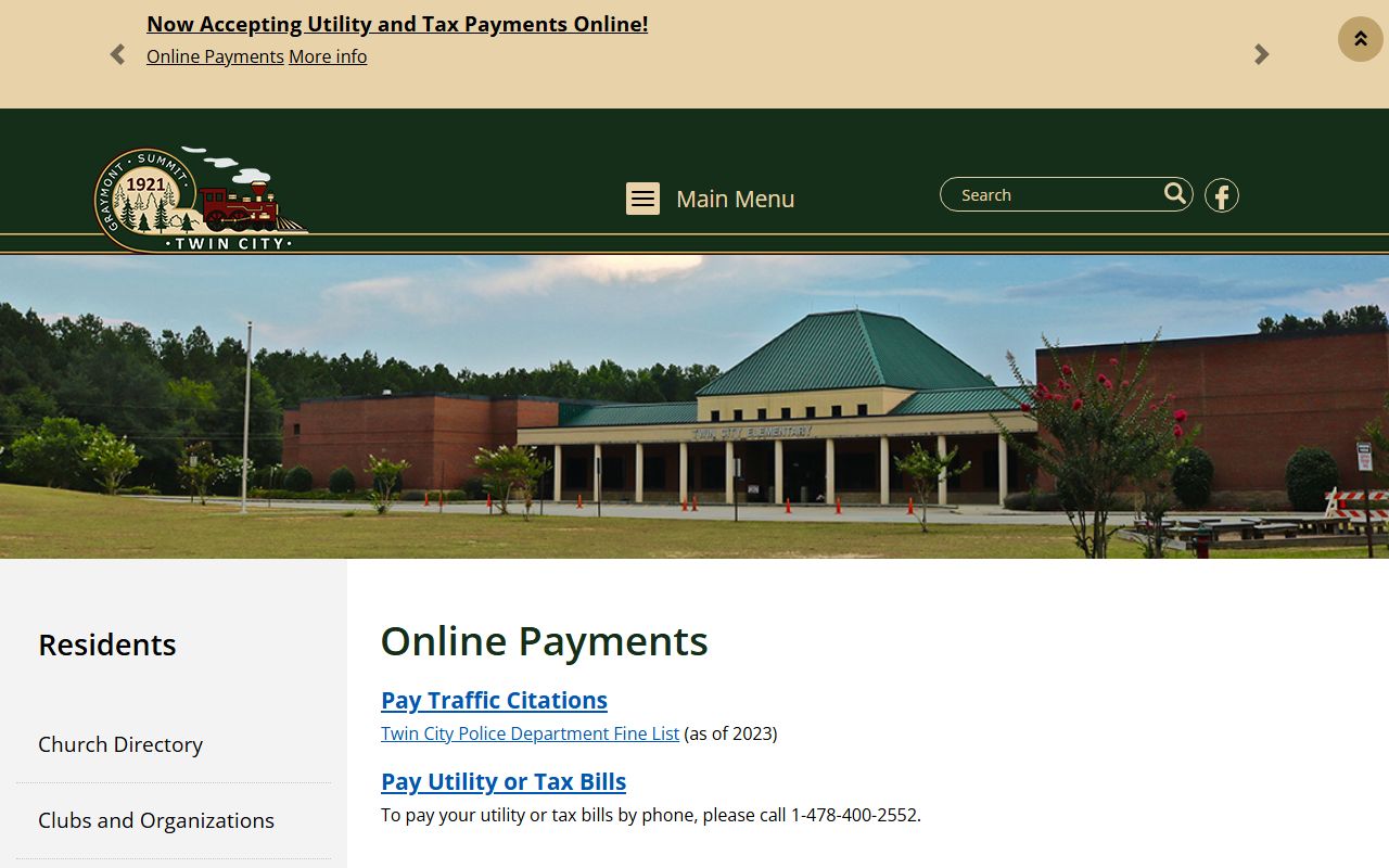 Emanuel County Clerk of Superior Court records Twin City payment page
