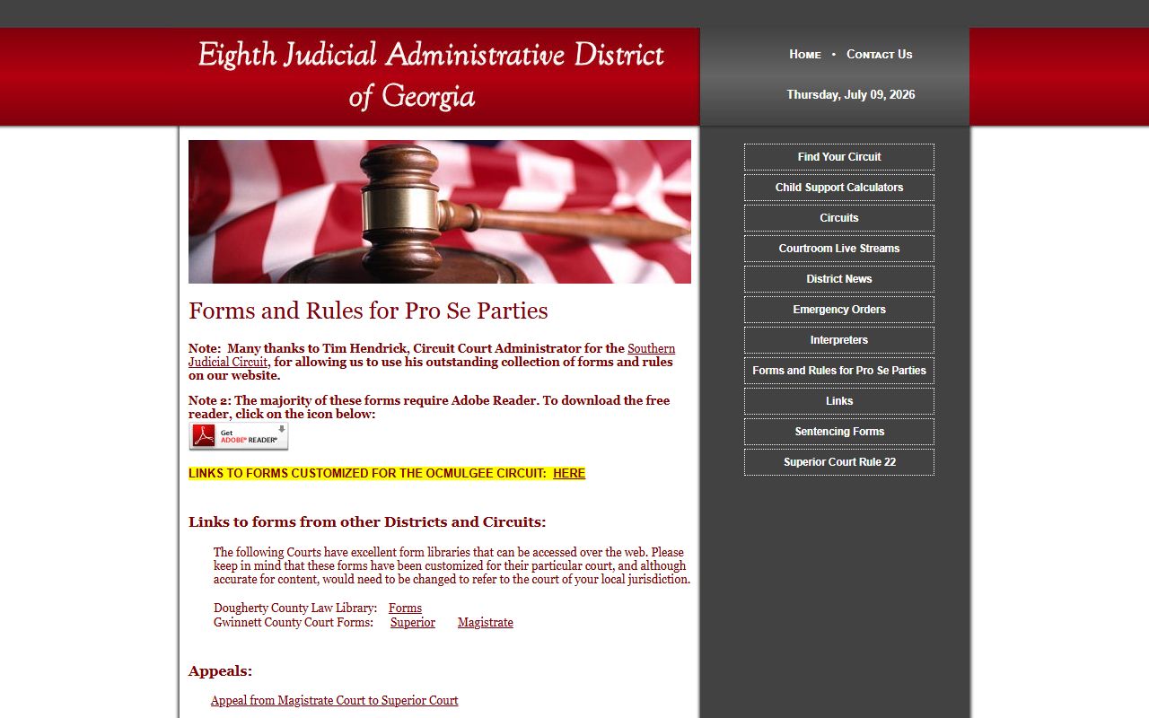 Eighth District self-help forms and rules page