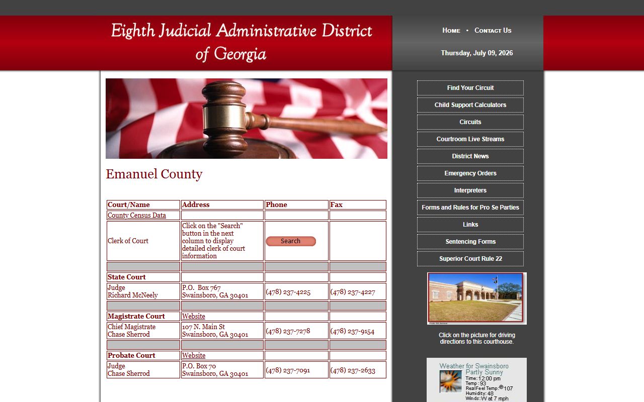 Eighth Judicial District Emanuel County directory