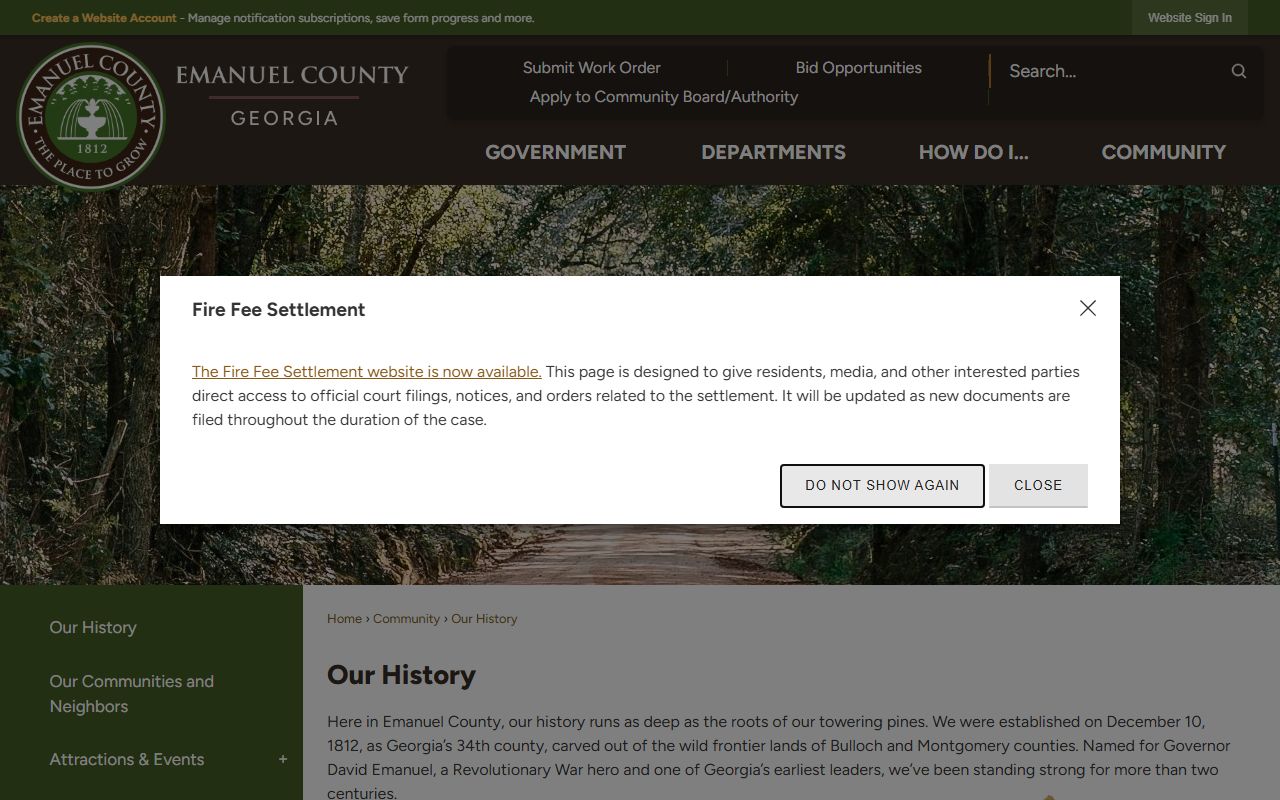 Emanuel County official history page