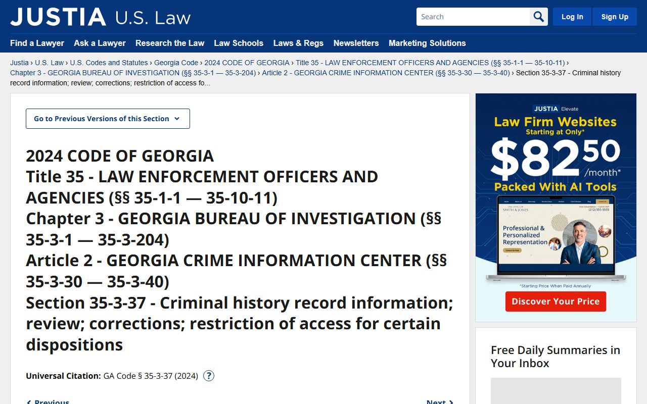 Georgia O.C.G.A. 35-3-37 record restriction statute