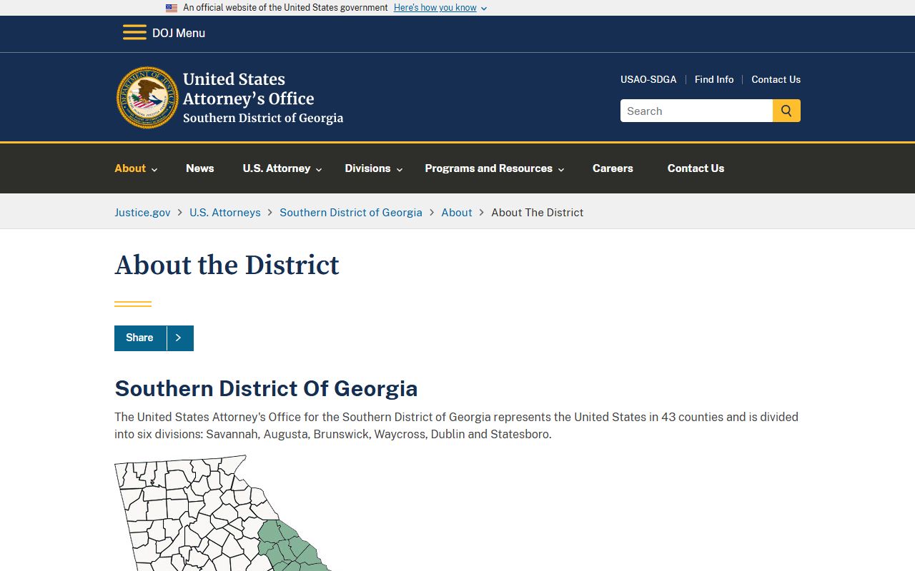 U.S. Attorney Southern District of Georgia overview