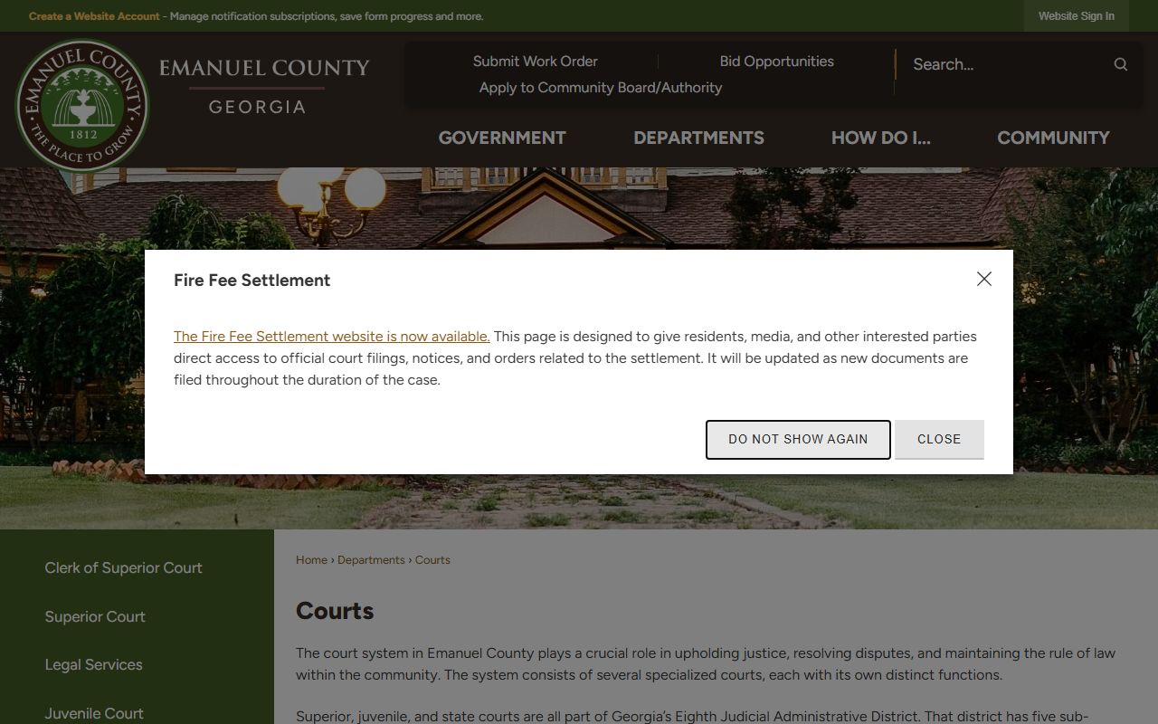 Emanuel County court records court-system landing page