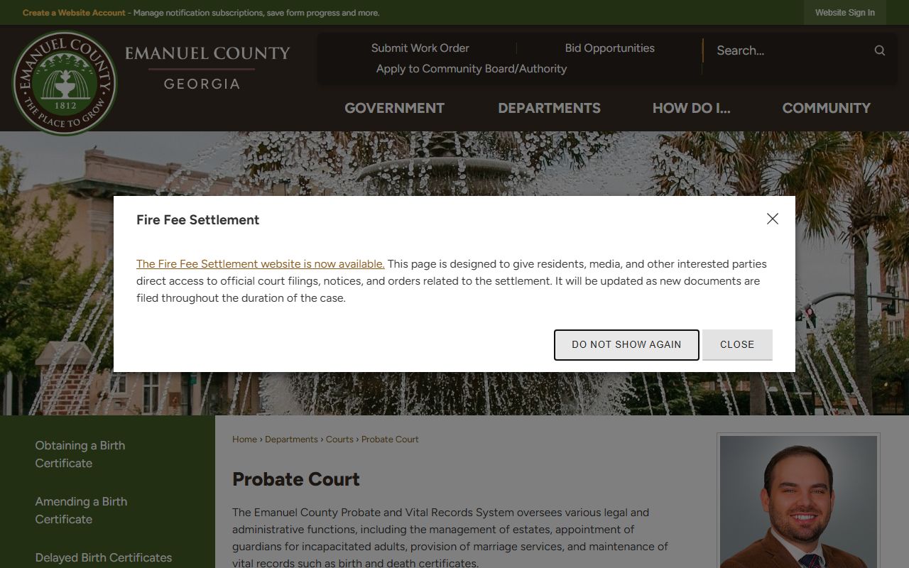 Emanuel County court records Probate Court page