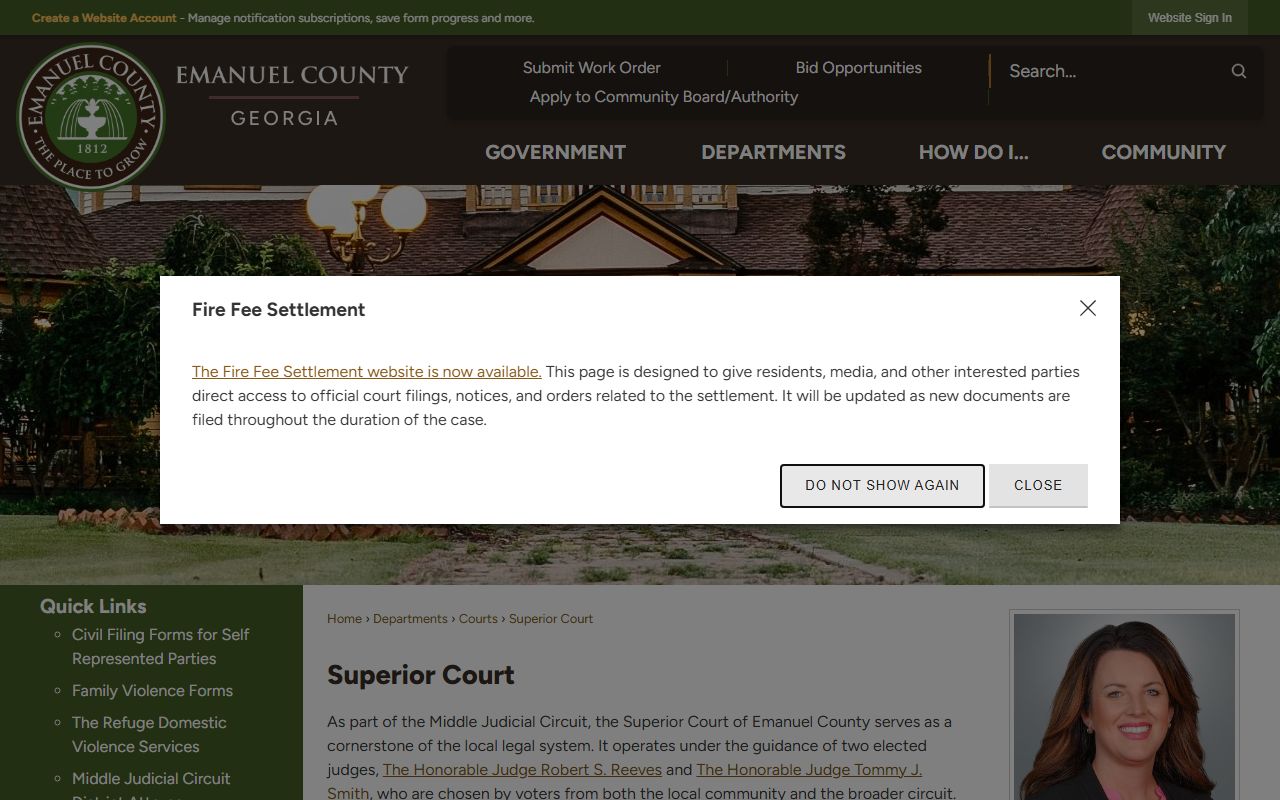 Emanuel County court records Superior Court page