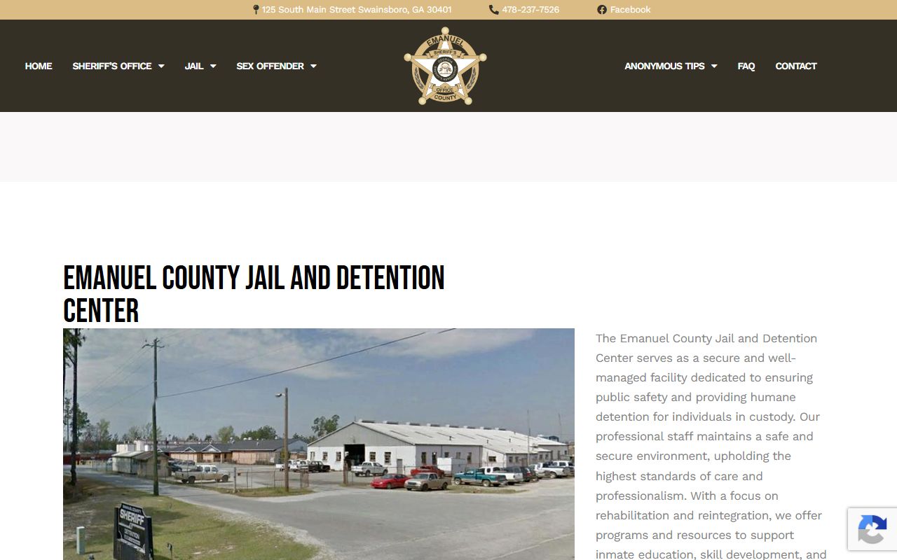 Emanuel County inmate search sheriff current inmates page