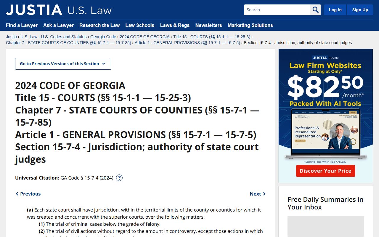 Emanuel County warrant search Georgia State Court jurisdiction statute